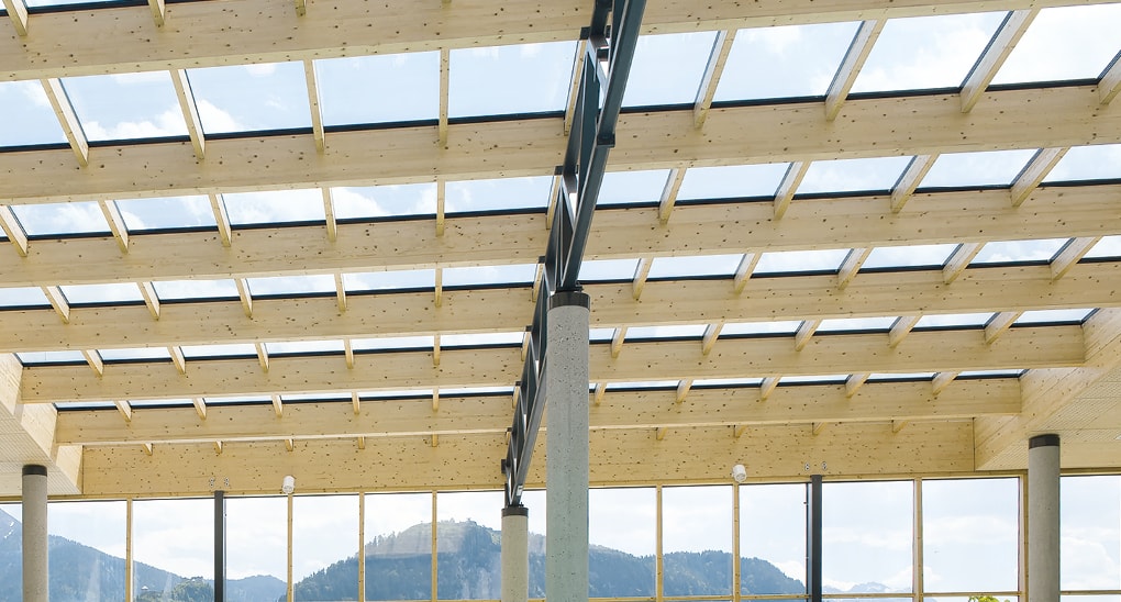 Holz-Glas-Dachkonstruktion der Glaserei Strussnig