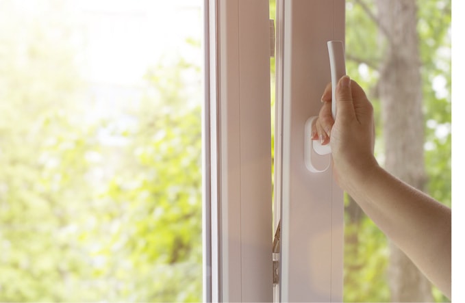 Detailansicht Fenstergriff eines Dreh-Kipp-Fensters