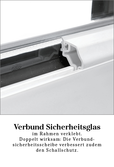 Detailaufnahme von Verbundsicherheitsglas, welches im Rahmen verklebt wird