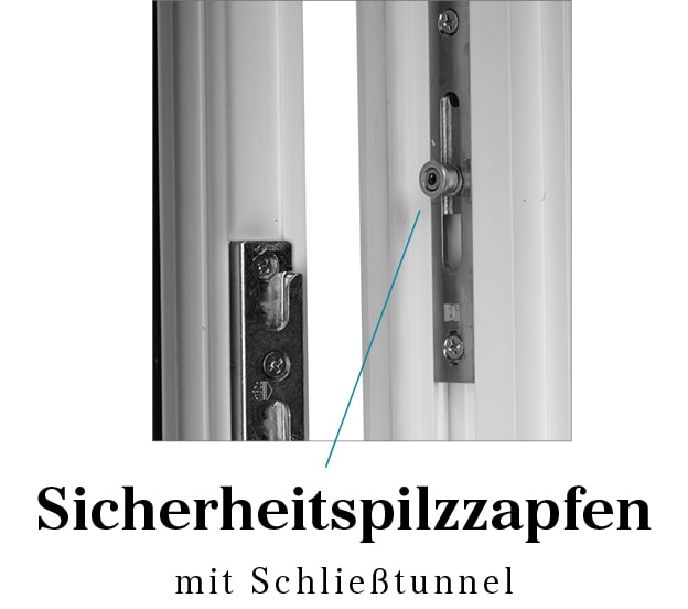 Detailbild von Sicherheitspilzzapfen für Einbruchschutz bei Fenstern mit Erklärung